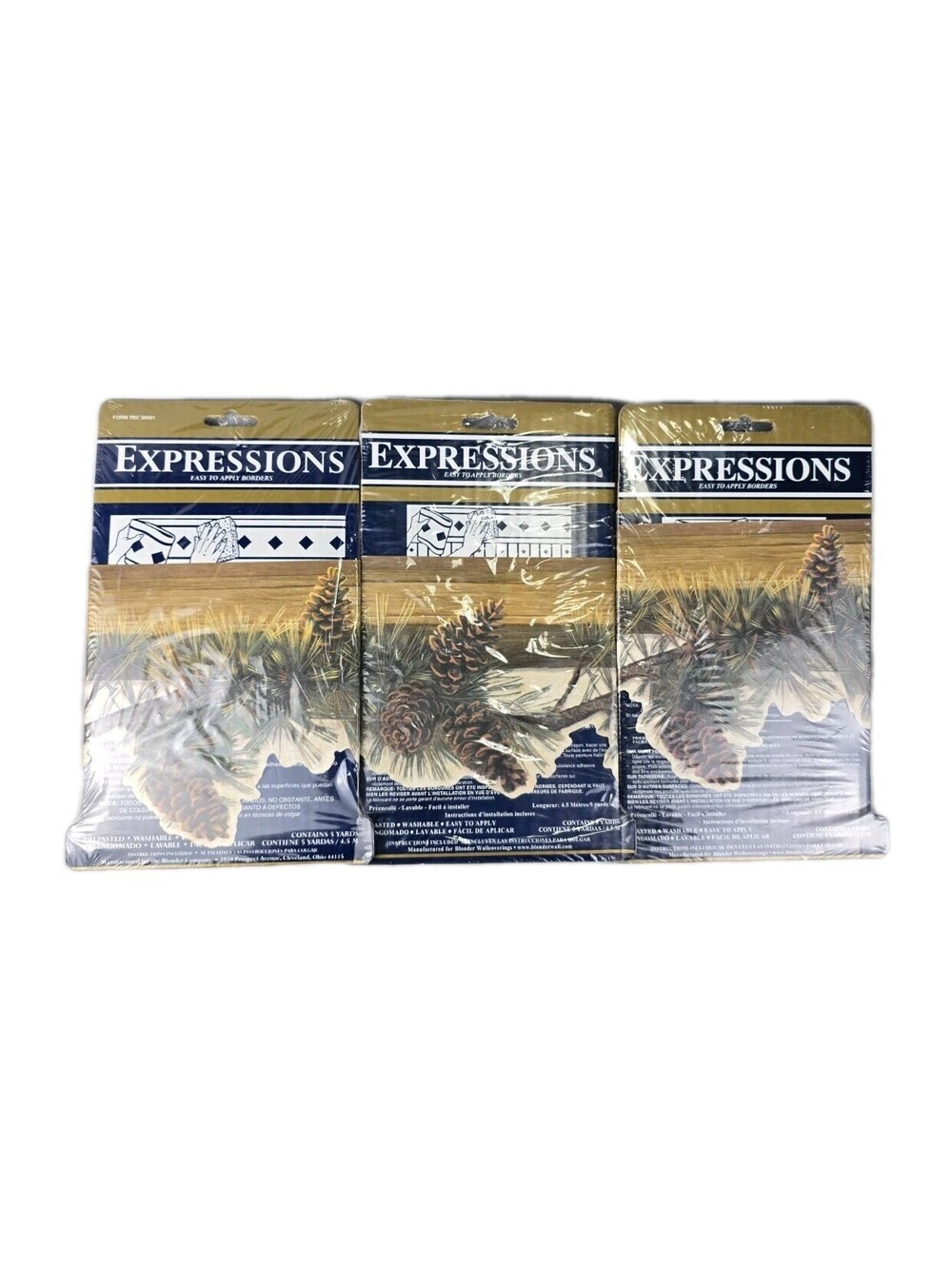 Expressions Prepasted Wallpaper Border Pine Cone Cabin Northwoods Theme Lot of 3